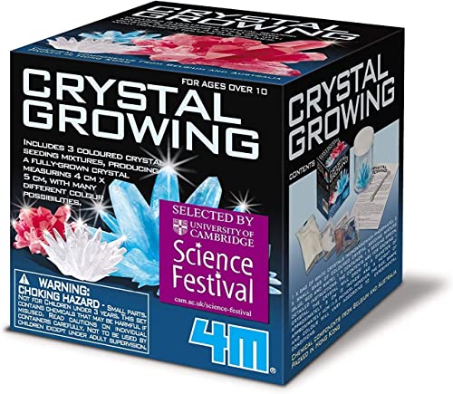 Toysmith Crystal Growing Science Kit - 3 Colored Crystals - Easy DIY STEM Lab Experiment Specimens, A Great Educational Gift, for Boys and Girls Ages 10+