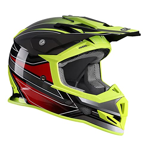 GLX GX23 Dirt Bike Off-Road Motocross ATV Motorcycle Full Face Helmet for Men Women, DOT Approved (Sear Yellow, X-Large)