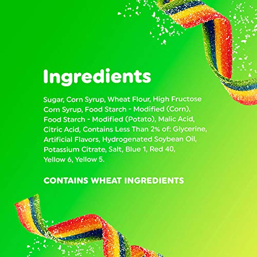 Airheads Xtremes Belts Sour Candy, Rainbow Berry, Non Melting, Bulk Party Bag, 4.5 oz (Pack of 12)