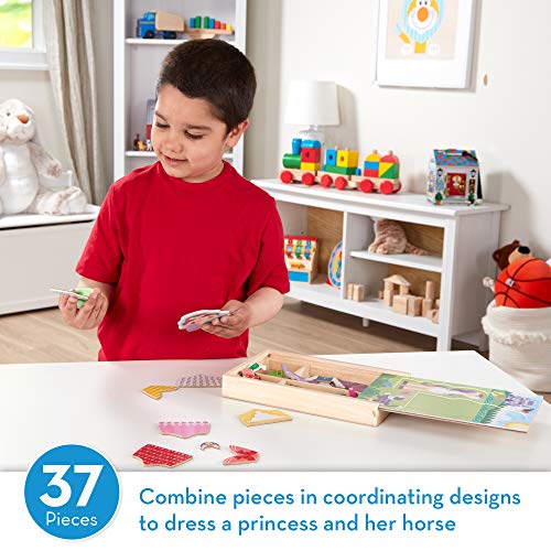 Melissa and Doug Princess and Horse Magnetic Dress-Up Wooden Dolls Pretend Play Set (35 pcs)
