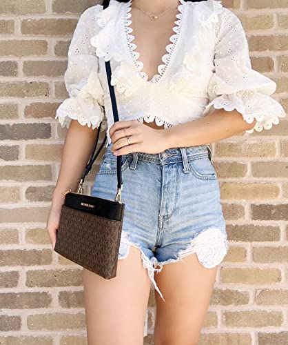 Michael Kors Maisie Large Pebbled Leather 3-IN-1 Tote Bag (Black Brown Multi)