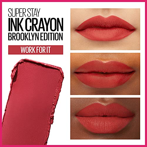 Maybelline New York, Super Stay Ink Crayon Matte Longwear Lipstick Makeup, Work for It, 0.04 Ounce, 140 worfor it, 0.04 ounces (Pack of 1)