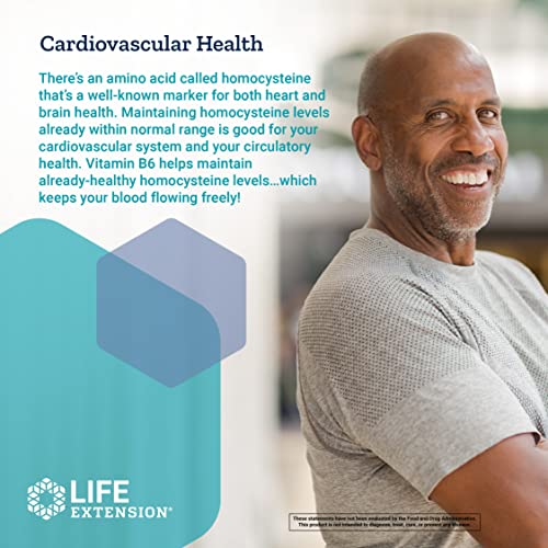 Life Extension Vitamin B6 250 mg – Glucose and Blood Sugar Supplement – For Cardiovascular and Neurological Health and Kidney and Eye Health - Gluten-Free, Non-GMO – 100 Vegetarian Capsules