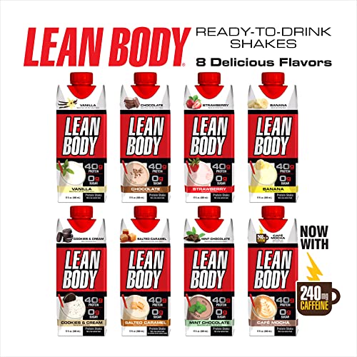 Lean Body Ready-to-Drink Chocolate Protein Shake, 40g Protein, Whey Blend, 0 Sugar, Gluten Free, 22 Vitamins and Minerals, LABRADA, 17 Fl Oz (Pack of 12)