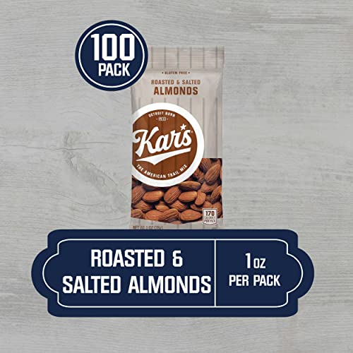 Kar’s Nuts Roasted and Salted Almonds, 1 oz Individual Packs – Bulk Pack of 100, Gluten-Free Snacks