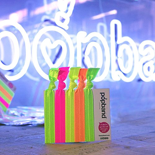 Popband Glo Neon Elastic Hair Tie Bands 5 Pack