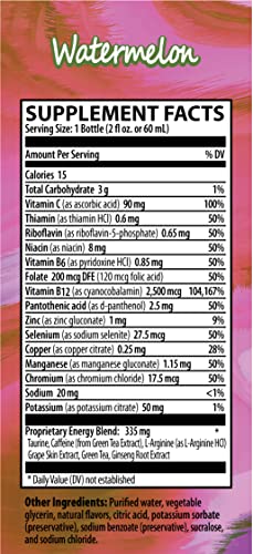 Zipfizz 2oz Energy Shot - Watermelon Flavor | Hydrating Electrolyte Drinks w/Liquid B12, Caffeine, Ginseng, and Vitamins | Low Carb, Gluten Free, Sugar Free Energy Drink (6 Pack)