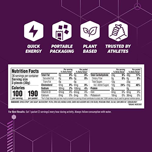 CLIF BLOKS - Energy Chews - Mountain Berry - Non-GMO - Plant Based Food - Fast Fuel for Cycling and Running -Workout Snack(2.1 Ounce Packet, 18 Count) - (Assortment May Vary)