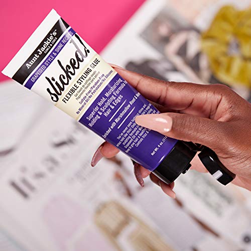 Aunt Jackie's Grapeseed Style and Shine Recipes Slicked Flexible Hair Styling Glue, Superior Hold, Molding and Sculpting for Hair and Edges, 4 oz
