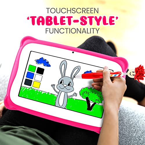 Kids Tablet W/Stylus Pen 7 Inch WiFi Android 10 Children Tablet 1GB RAM 8 GB Storage Quad-Core 2800 mAH Parental Control Educational Learning Games Dual Camera YouTube Toddler/Kid Proof Case (Pink)