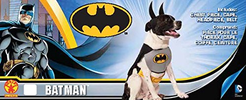 Rubie's Adult Classic Batman Pet Costume, Black/Gray, S Neck 12 Girth 17 Back 11 US
