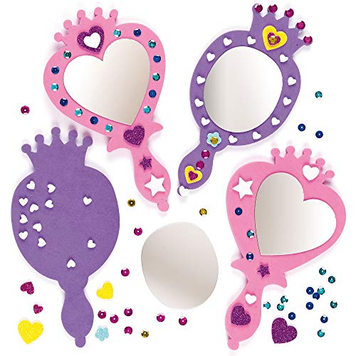 Baker Ross-ET595 Ltd Princess Foam Mirror Kits Self Adhesive Mirror and Foam Decorations, Children's Craft Activity (Pack of 4)