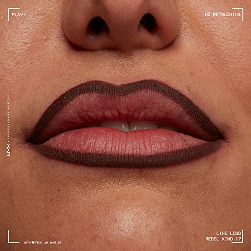 NYX PROFESSIONAL MAKEUP Line Loud Lip Liner, Longwear and Pigmented Lip Pencil with Jojoba Oil and Vitamin E - Rebel Kind (Chocolate Brown)