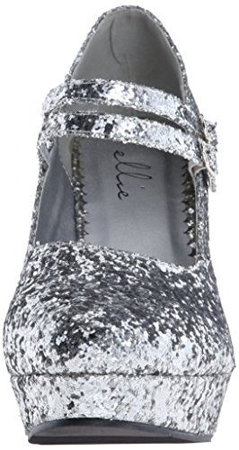 Ellie Shoes Women's 421-Jane-G Maryjane Pump,Silver Glitter,8 M US