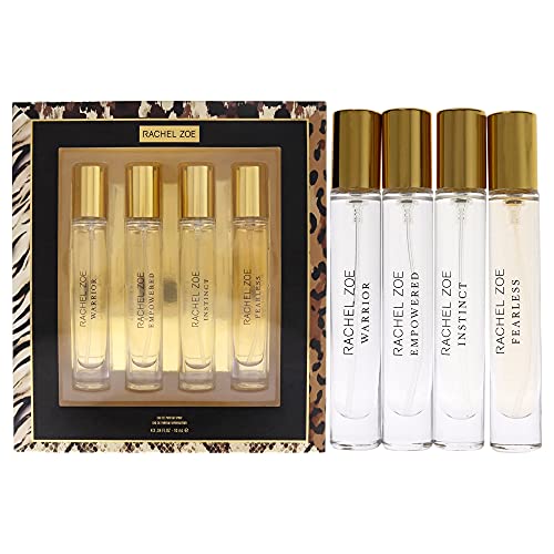 RACHEL ZOE Discovery Set - Set of 4 Eau de Parfum Sprays, 0.34 oz - Empowered, Fearless, Instinct, and Warrior - Perfectly Balanced Feminine Perfume for Women - Lasting Signature Designer Scent