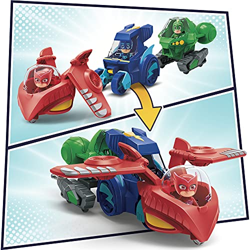 PJ Masks 3-in-1 Combiner Jet Preschool Toy, PJ Masks Toy Set with 3 Connecting PJ Masks Cars and 3 Action Figures for Kids Ages 3 and Up