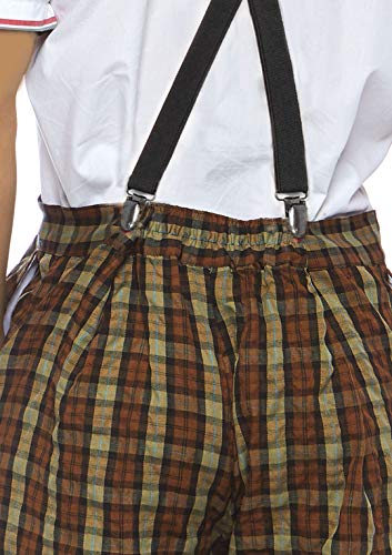 Leg Avenue mens 4pc.nerdy Ned,plaid Pants, Suspenders, Bow Tie, Glasses Adult Sized Costumes, Brown, Small US