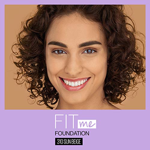 Maybelline Fit Me Dewy + Smooth SPF 18 Liquid Foundation Makeup, Sun Beige, 1 Count