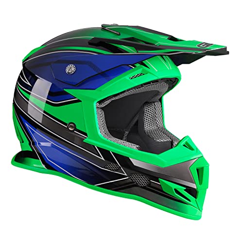 GLX GX23 Dirt Bike Off-Road Motocross ATV Motorcycle Full Face Helmet for Men Women, DOT Approved (Sear Green, Medium)