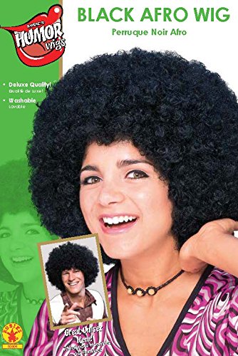 Rubie's Adult Humor Mid Length Afro Wig, Black, One Size
