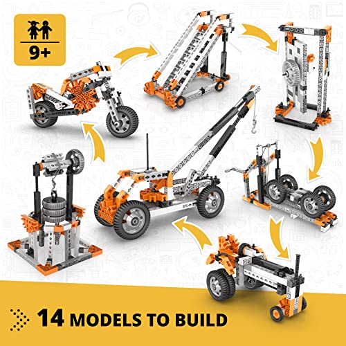 Engino- STEM Toys, Mechanics: Wheels, Axles and Inclined Planes, Construction Toys for Kids 9+, Fun Educational Toys, Gifts for Boys and Girls (14 Model Options)