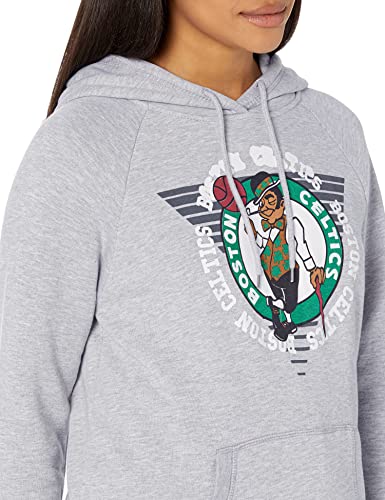 Ultra Game NBA Boston Celtics Womens Soft Fleece Pullover Hoodie Sweatshirt With Varsity Stripe, Heather Gray, Large