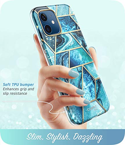 i-Blason Cosmo Series Designed for iPhone 12 Mini Case (2020), Slim Full-Body Stylish Protective Case with Built-in Screen Protector, Ocean