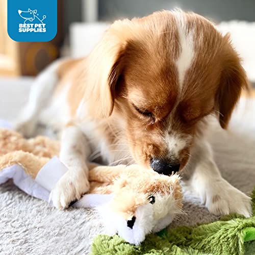 Best Pet Supplies 2-in-1 Stuffless Squeaky Dog Toys with Soft, Durable Fabric for Small, Medium, and Large Pets, No Stuffing for Indoor Play, Holds a Plastic Bottle - Fox, Large