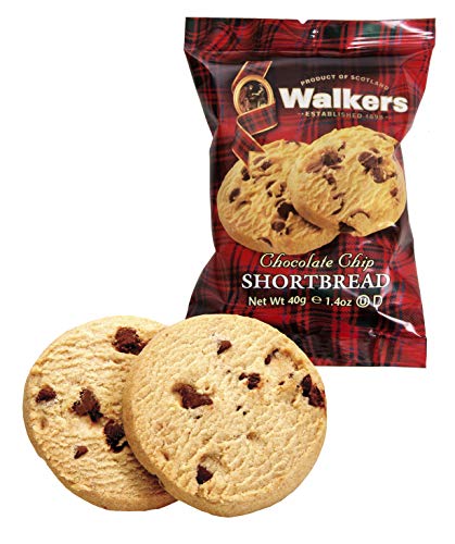 Walker's Shortbread Chocolate Chip Cookies, Pure Butter Shortbread Cookies, 1.4 Oz Snack Packs (Pack of 20)