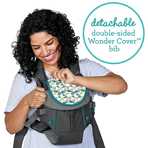 Infantino Swift Classic Carrier with Pocket - 2 Ways to Carry Grey Carrier with Wonder Bib and Essentials Storage Front Pocket, Adjustable Back Strap, Inward and Outward Facing, Easy to Clean Material