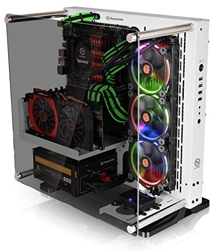 Thermaltake Core P3 ATX Tempered Glass Gaming Computer Case Chassis, Open Frame Panoramic Viewing, White Edition, CA-1G4-00M6WN-05, Snow