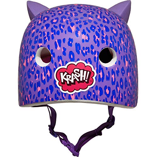 Krash Girls Bike Helmet, Purple Leopard Kitty