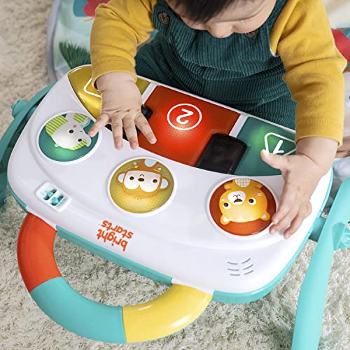 Bright Starts 4-in-1 Groovin’ Kicks Piano Gym, Tummy Time Play Mat and Activity Baby Toys, Green - Tropical Safari, Newborn to Toddler