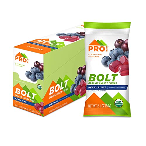 PROBAR - Bolt Organic Energy Chews, Berry Blast, Non-GMO, Gluten-Free, USDA Certified Organic, Healthy, Natural Energy, Fast Fuel Gummies with Vitamins B and C (12 Count)