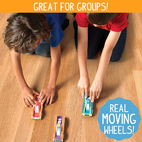 Made By Me Build and Paint Your Own Wooden Cars - DIY Wood Craft Kit, Easy To Assemble and Paint 3 Race Cars – Arts and Crafts Kit for Kids Ages 6 And Up, Multicolor