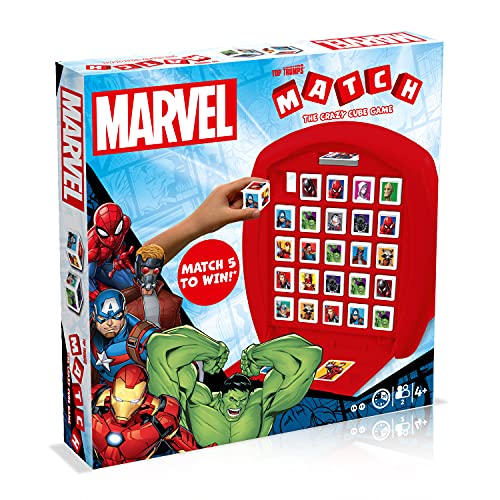 Marvel Top Trumps Match Board Game Multilingual Edition, Play with Your Favorite Super Heroes Including Iron Man, Spider-Man and Captain America, Family Game for Ages 4 and up