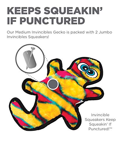 Outward Hound Invincibles Orange Gecko Plush Dog Toy, Medium