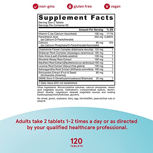 Jarrow Formulas Adrenal Optimizer - 120 Tablets - Dietary Supplement Supports Adrenal Health and Immune System - Combines 12 Nutrients and Nutraceuticals - 60 Servings (Packaging May Vary)