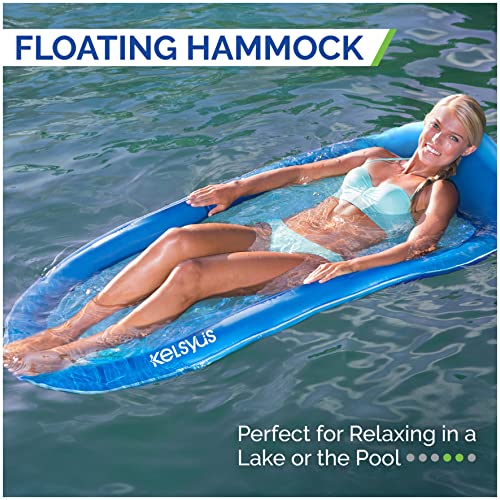 Kelsyus Premium Floating Hammock Portable Recliner Chair with Fast Inflation, Inflatable Lake and Pool Float for Adults with Headrest, Amazon Exclusive