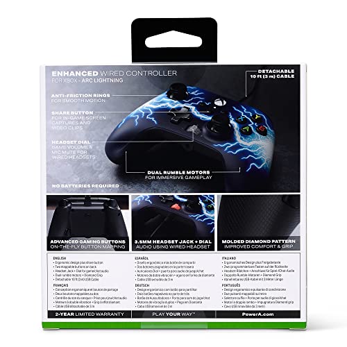 PowerA Enhanced Wired Controller for Xbox Series X|S - Arc Lightning