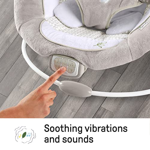 Ingenuity InLighten Baby Bouncer Infant Seat with Light Up Toy Bar, Vibrations, Tummy Time Pillow and Sounds, 0-6 Months Up to 20 lbs (Twinkle Tails Bunny)