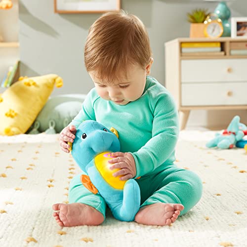 Fisher-Price Musical Baby Toy, Soothe and Glow Seahorse, Plush Sound Machine With Lights and Volume Control For Newborns, Blue