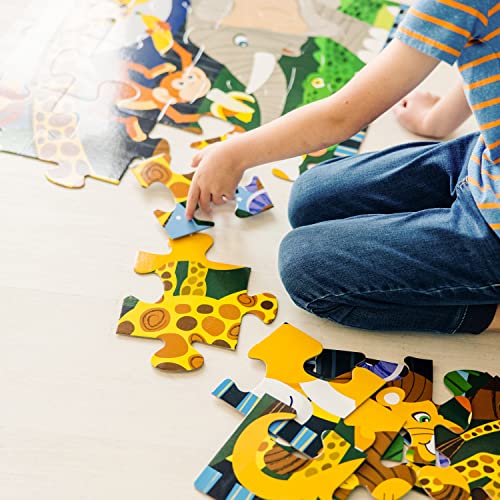 Melissa and Doug Safari Social Jumbo Jigsaw Floor Puzzle (24 pcs, 2 x 3 feet) - Kids Animal Puzzles, Large Floor Puzzles For Preschoolers And Kids Ages 3+