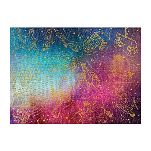 Galison Astrology 1000 Piece Jigsaw Puzzle for Adults, Foil Puzzle with Astrological Star Signs