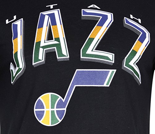 Ultra Game NBA Utah Jazz Mens Arched Plexi Short Sleeve Tee Shirt, Black, Small