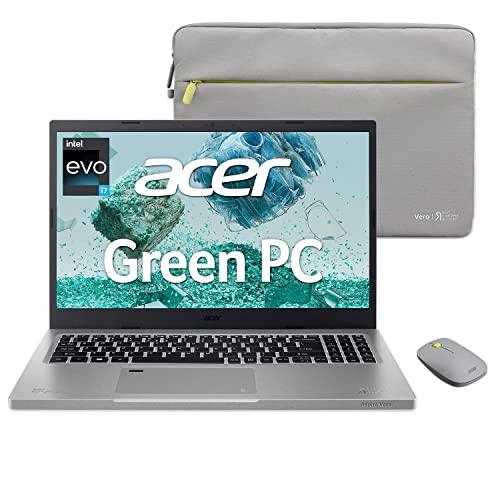 Acer Aspire Vero AV15-52-712Q Intel Evo Green PC | 15.6' FHD IPS 100% sRGB Display | 12th Gen Intel Core i7-1255U | Intel Iris Xe Graphics | 16GB DDR4 | 1TB Gen 4 SSD | Wi-Fi 6E | PCR Materials