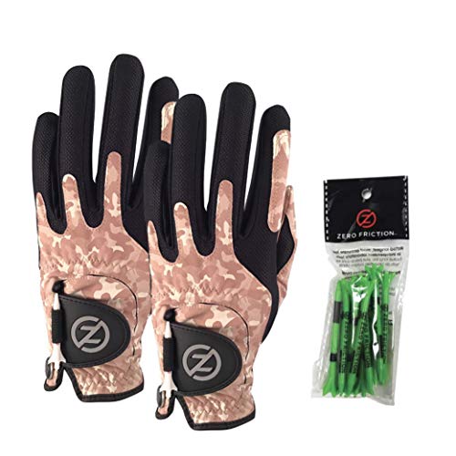 Zero Friction Men's Synthetic Left Hand Golf Glove (2 Pack), Universal Fit Desert Camo, One Size