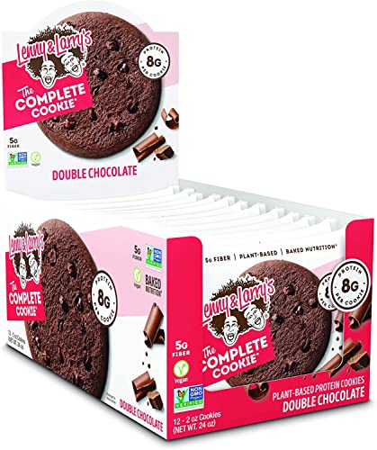 Lenny and Larry's The Complete Cookie, Double Chocolate, Soft Baked, 8g Plant Protein, Vegan, Non-GMO, 2 Ounce (Pack of 12)