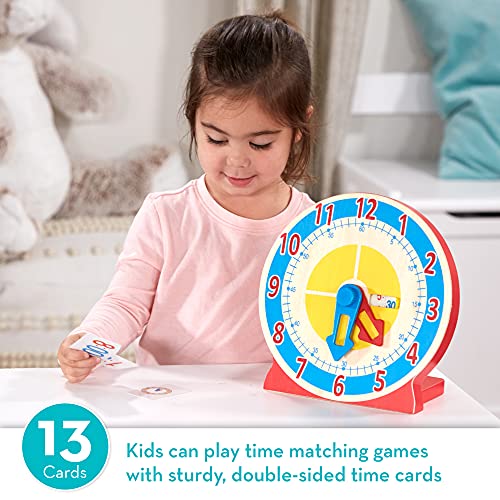 Melissa and Doug Turn and Tell Wooden Clock - Educational Toy With 12+ Reversible Time Cards