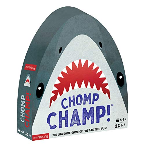 Mudpuppy Chomp Champ Game from Fun Twist on The Classic Game of Spoons, Includes 40 Cards, 4 Shark Tiles, 30 Shark Tooth Tokens and Instructions, Perfect Addition to Family Game Night, Ages 5+